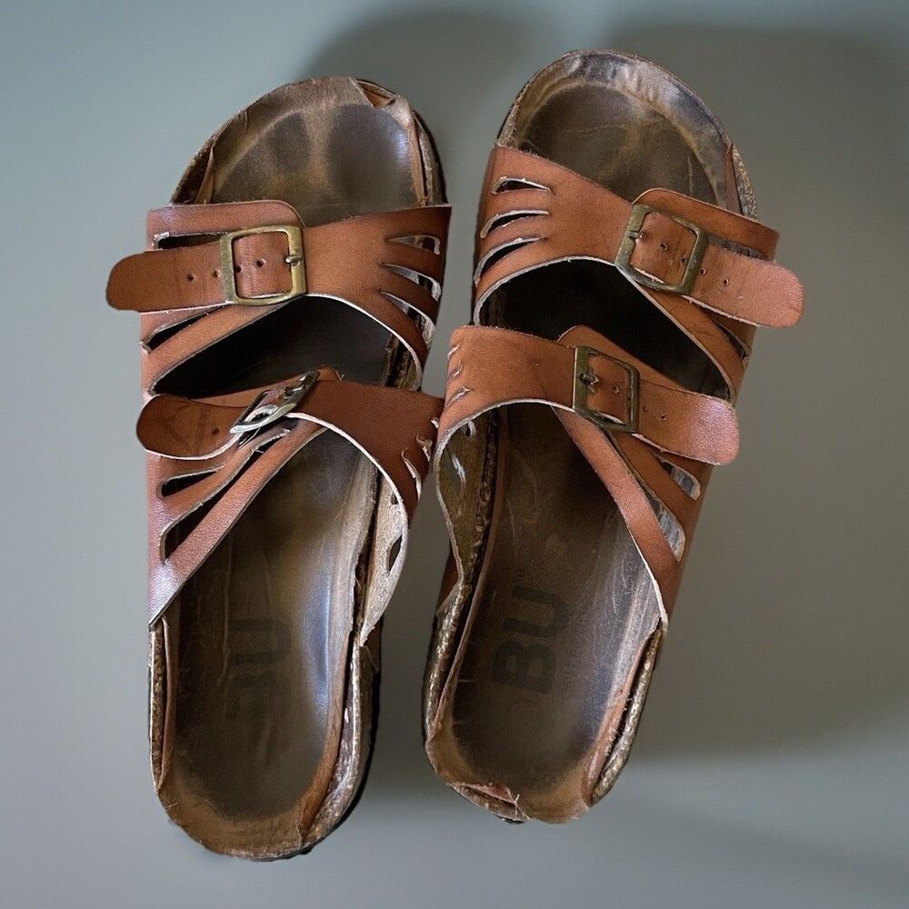 Womens BU Collection Brown Used Footbed Sandals Comfy Sz 7